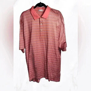 Peter Millar classic golf striped athletic short sleeve  3 button polo shirt XL